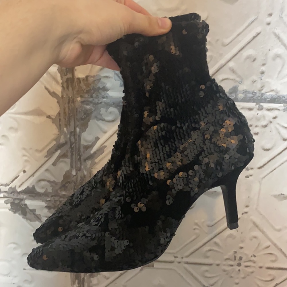 Zara sequined fancy black ankle booties
